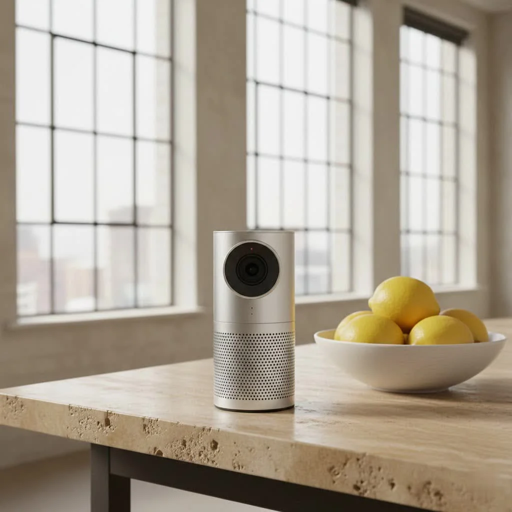 Person using a 1080p webcam for a video call