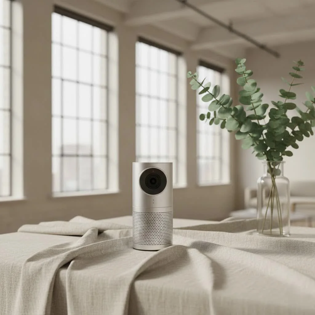 Person using an HD webcam for a video call