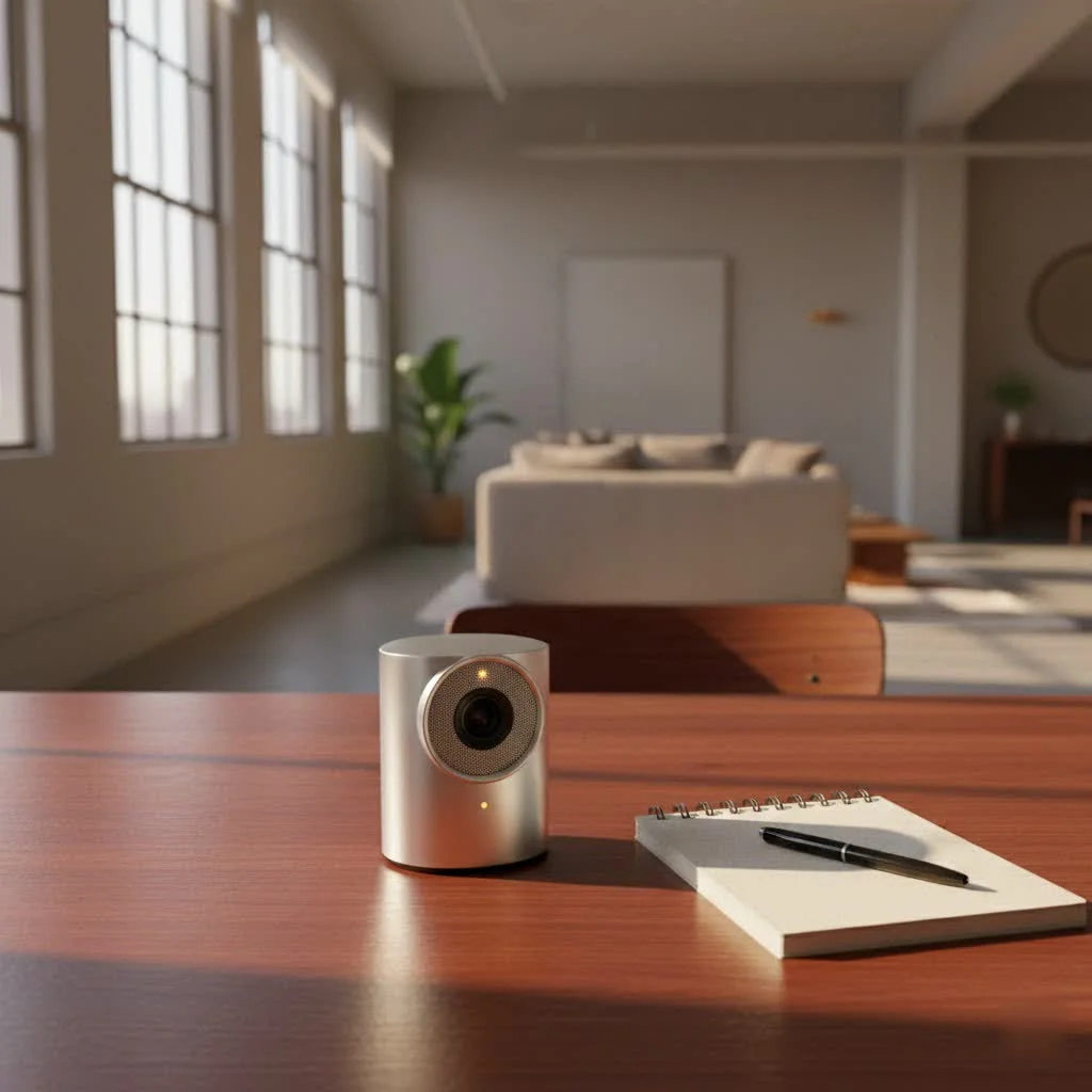 Person using a webcam for a video call