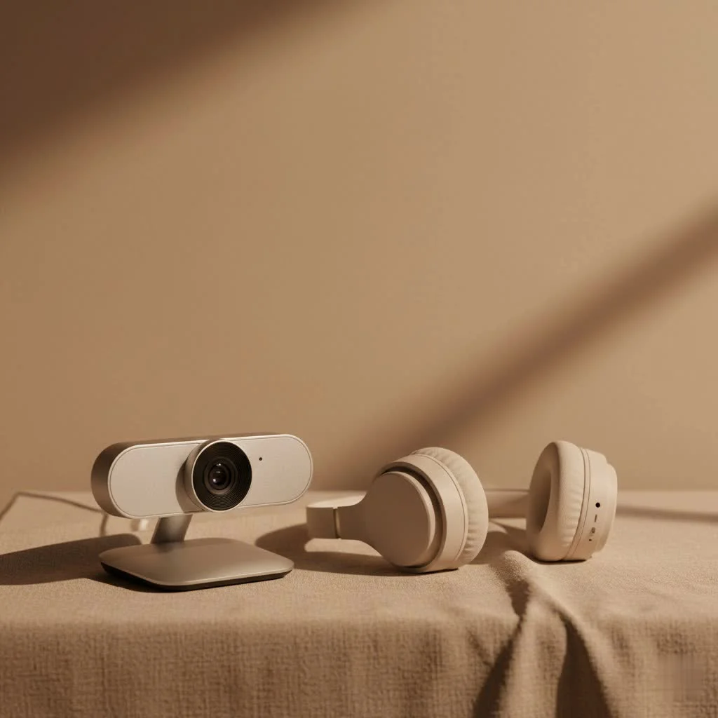 Person using a 1080p 60fps webcam for a video call
