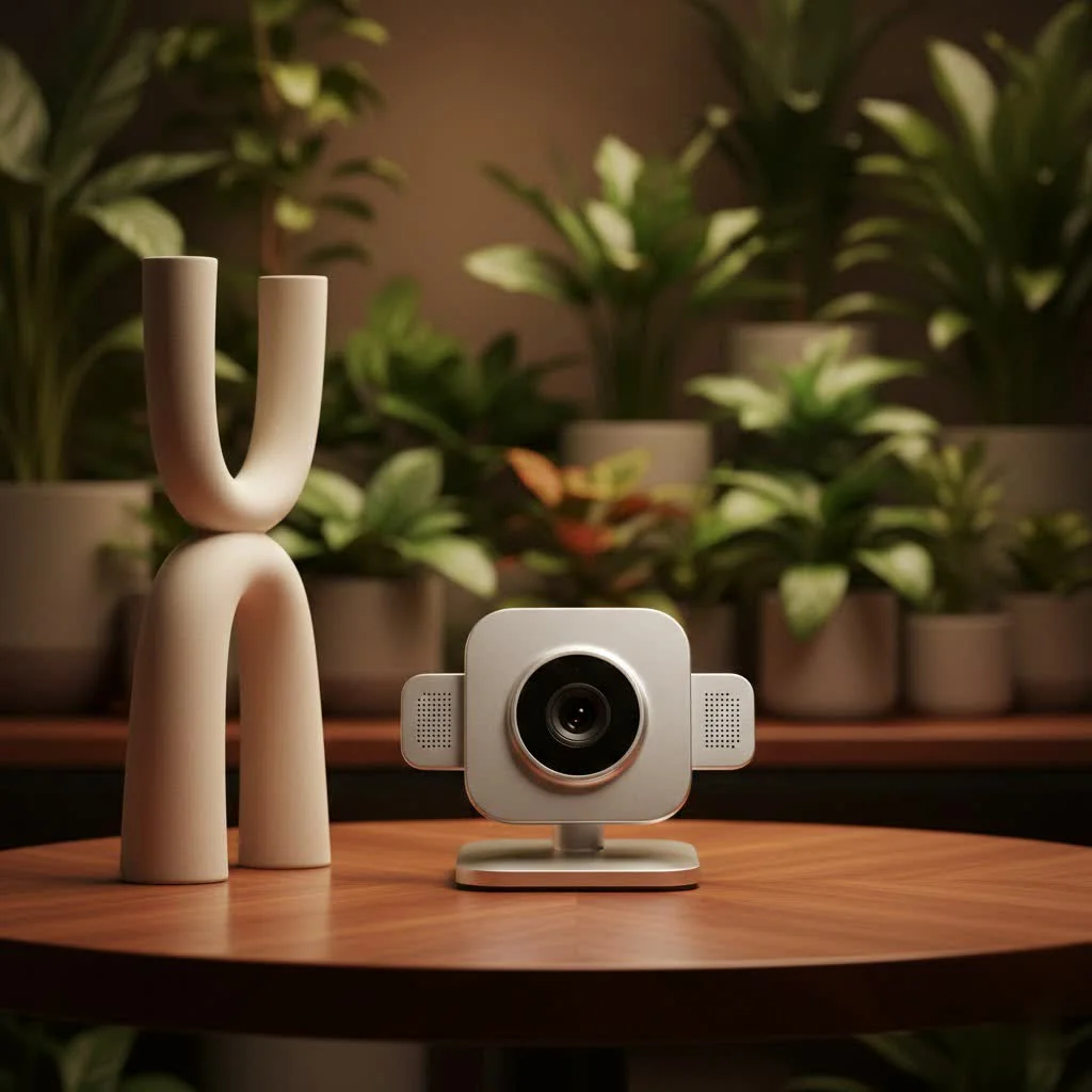 Person using a 4K webcam for a video call