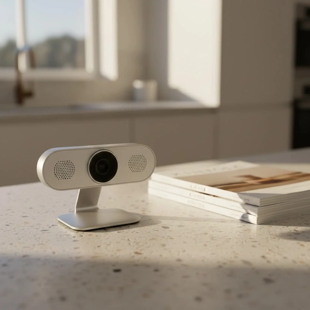 Person using a virtual webcam setup with multiple screens