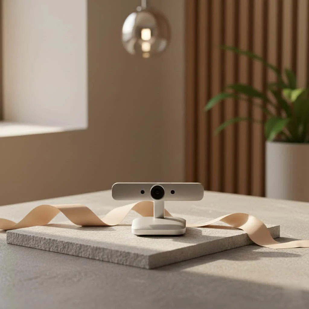 Person using a high-quality Amazon webcam for a video call