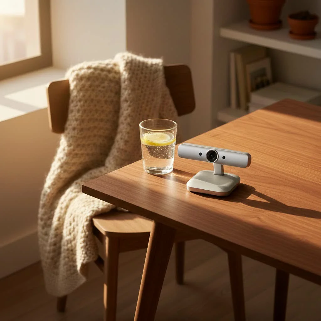 Smartphone connected to PC via iVCam for webcam use