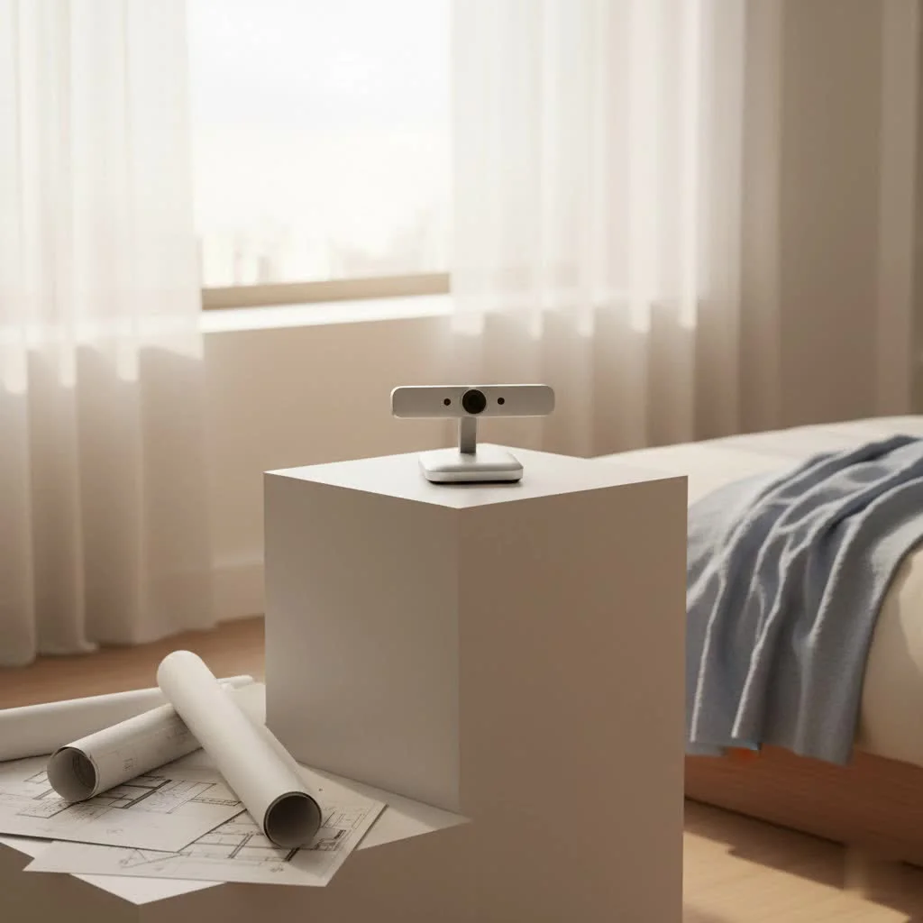 Person using a webcam for a video call